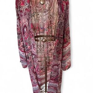 Pink paisley sheer kimono xl women's